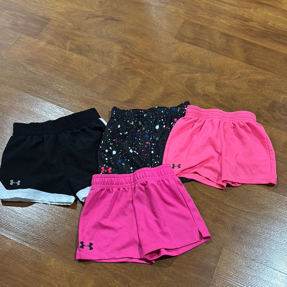 Under Armour Girls' Athletic Shorts Set - Black and Pink